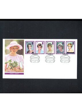 1998 Diana Princess of Wales England Stamps on Commemorative Envelope